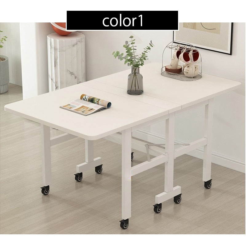 Casaconer | ダイニングテーブル・折りたたみ・伸縮テーブル・キャスター付き・幅100/120cm・省スペース・食卓テーブル・コンパクトテーブル・机・おしゃれ・ホワイト/ブラック/ナチュラル・高さ75cm・収納便利・作業台・6人用可