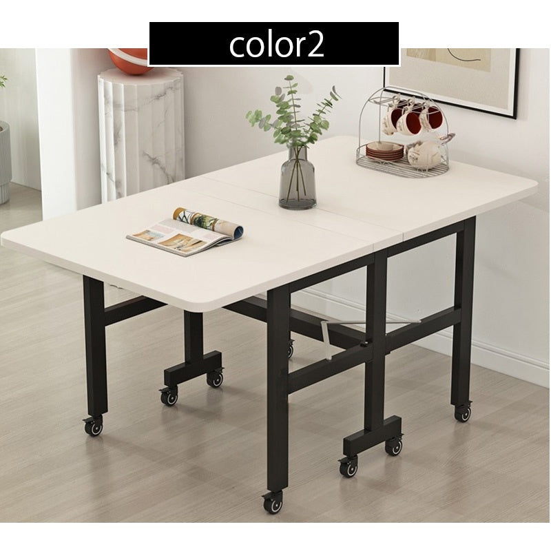 Casaconer | ダイニングテーブル・折りたたみ・伸縮テーブル・キャスター付き・幅100/120cm・省スペース・食卓テーブル・コンパクトテーブル・机・おしゃれ・ホワイト/ブラック/ナチュラル・高さ75cm・収納便利・作業台・6人用可