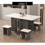 Casaconer | ダイニングテーブル・折りたたみ式・幅120cm/140cm・4人/6人掛け・コンパクト収納・キャスター付き・大理石調・ホワイト・設計・キッチンカウンター兼用