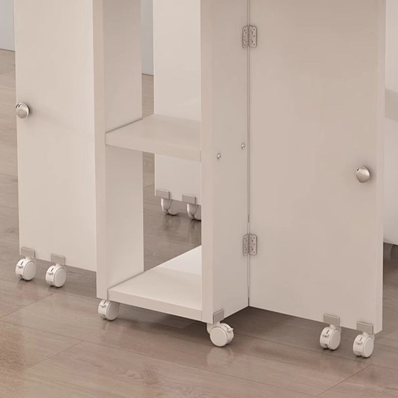 Casaconer | ダイニングテーブル・折りたたみ式・幅120cm/140cm・4人/6人掛け・コンパクト収納・キャスター付き・大理石調・ホワイト・設計・キッチンカウンター兼用