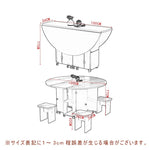 Casaconer | ダイニングテーブル・丸型・折りたたみ式・幅80cm/100cm・4人掛け/6人掛け・コンパクト収納・キャスター付き・多機能デザイン・大理石調/白天板