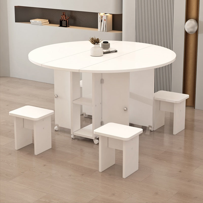 Casaconer | ダイニングテーブル・丸型・折りたたみ式・幅80cm/100cm・4人掛け/6人掛け・コンパクト収納・キャスター付き・多機能デザイン・大理石調/白天板
