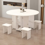 Casaconer | ダイニングテーブル・丸型・折りたたみ式・幅80cm/100cm・4人掛け/6人掛け・コンパクト収納・キャスター付き・多機能デザイン・大理石調/白天板