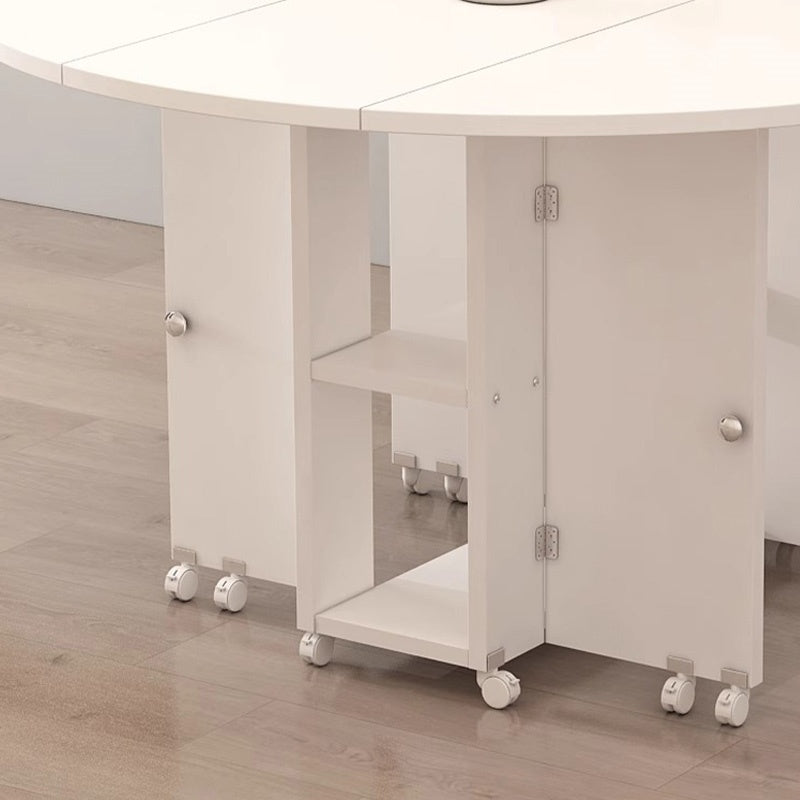 Casaconer | ダイニングテーブル・丸型・折りたたみ式・幅80cm/100cm・4人掛け/6人掛け・コンパクト収納・キャスター付き・多機能デザイン・大理石調/白天板