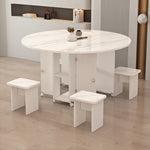 Casaconer | ダイニングテーブル・丸型・折りたたみ式・幅80cm/100cm・4人掛け/6人掛け・コンパクト収納・キャスター付き・多機能デザイン・大理石調/白天板