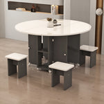 Casaconer | ダイニングテーブル・丸型・折りたたみ式・幅80cm/100cm・4人掛け/6人掛け・コンパクト収納・キャスター付き・多機能デザイン・大理石調/白天板