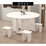 Casaconer | ダイニングテーブル・丸型・折りたたみ式・幅80cm/100cm・4人掛け/6人掛け・コンパクト収納・キャスター付き・多機能デザイン・大理石調/白天板