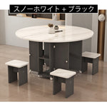 Casaconer | ダイニングテーブル・丸型・折りたたみ式・幅80cm/100cm・4人掛け/6人掛け・コンパクト収納・キャスター付き・多機能デザイン・大理石調/白天板