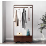 Casaconer | ハンガーラック・幅80cm・おしゃれ・木製・パイプハンガー・木製ハンガーラック・洋服掛け・コートハンガー・ハンガーパイプ・衣類収納・玄関収納・子供・大人・家庭用・北欧・・コンパクト・シンプル・棚付き・ブラウン・人気・新生活