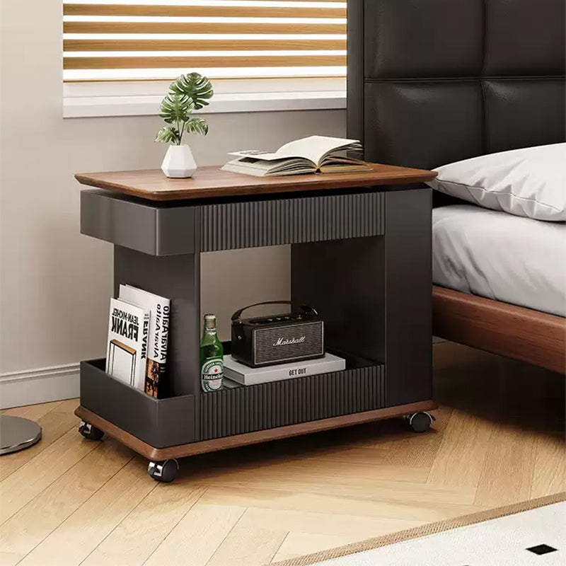 Casaconer | サイドテーブル・ナイトテーブル・多機能・昇降式・キャスター付き・収納付き・幅70cm・おしゃれ