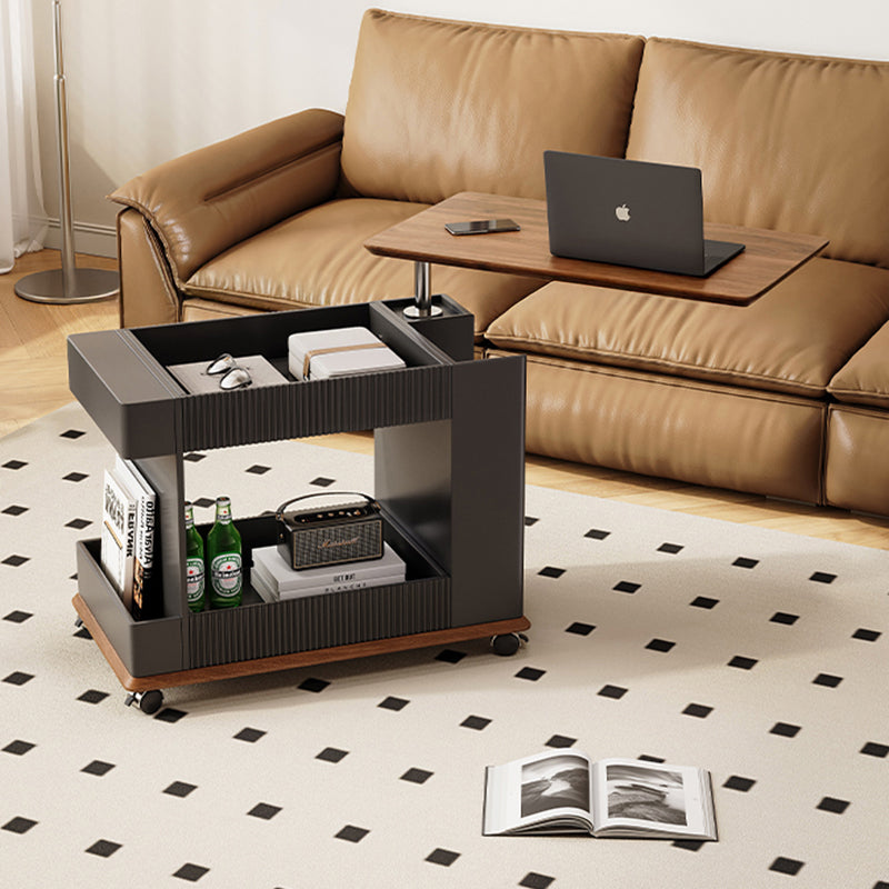 Casaconer | サイドテーブル・ナイトテーブル・多機能・昇降式・キャスター付き・収納付き・幅70cm・おしゃれ