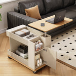 Casaconer | サイドテーブル・ナイトテーブル・多機能・昇降式・キャスター付き・収納付き・幅70cm・おしゃれ