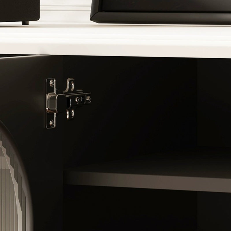 Casaconer | テレビ台・テレビボード・幅220cm・ローボード・引き出し収納・ガラス扉・丸角デザイン・スチール脚・モダンデザイン・選べる2色