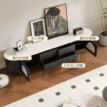 Casaconer | テレビ台・テレビボード・幅220cm・ローボード・引き出し収納・ガラス扉・丸角デザイン・スチール脚・モダンデザイン・選べる2色