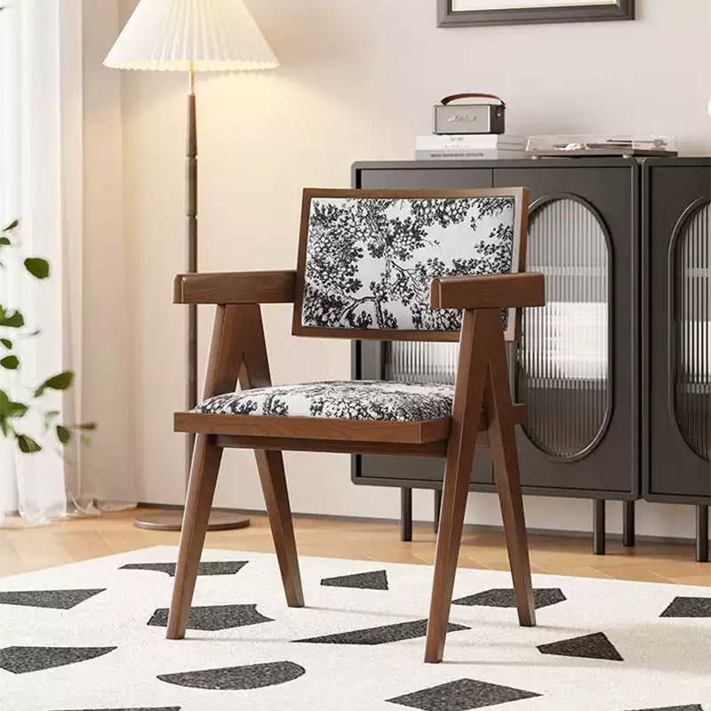 Casaconer | ダイニングチェア・アーム付き・木製・幅45.5×奥行51×高さ79cm・座面高45cm・プリント背もたれ・2色展開・モダン・北欧