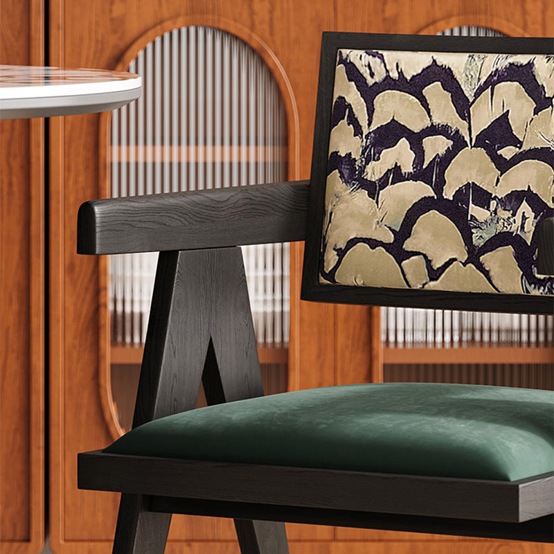 Casaconer | ダイニングチェア・アーム付き・木製・幅45.5×奥行51×高さ79cm・座面高45cm・プリント背もたれ・2色展開・モダン・北欧