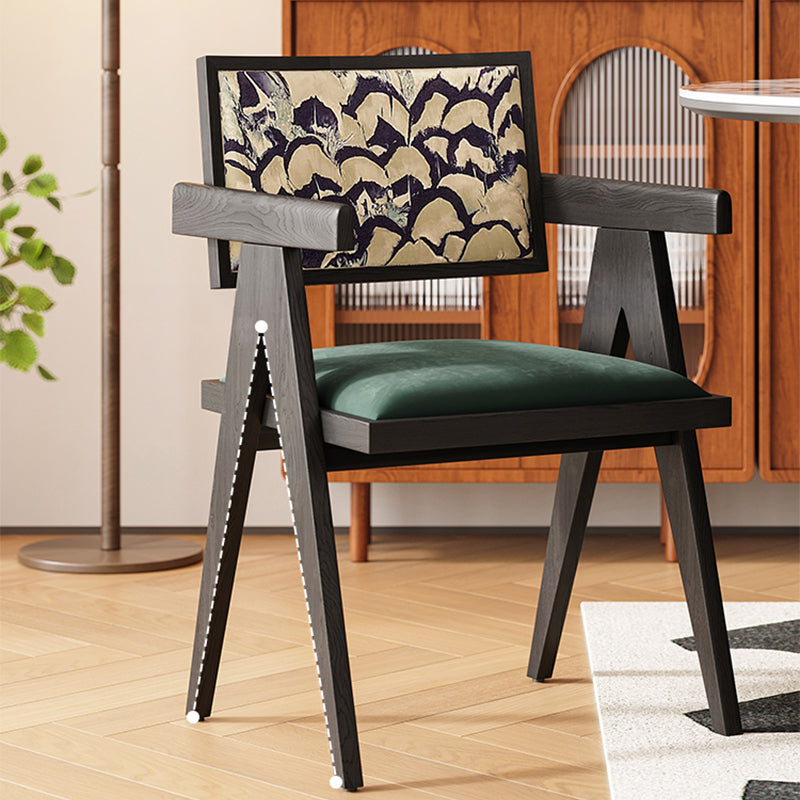 Casaconer | ダイニングチェア・アーム付き・木製・幅45.5×奥行51×高さ79cm・座面高45cm・プリント背もたれ・2色展開・モダン・北欧