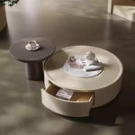 Casaconer | センターテーブル・丸型・セット・引き出し収納付き・サイドテーブル・モダン・省スペース