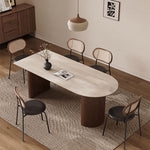 Casaconer | セラミックダイニングテーブル・半円・楕円形・無垢材脚・2人/4人/6人/8人/10人掛け・おしゃれ・高さ75cm