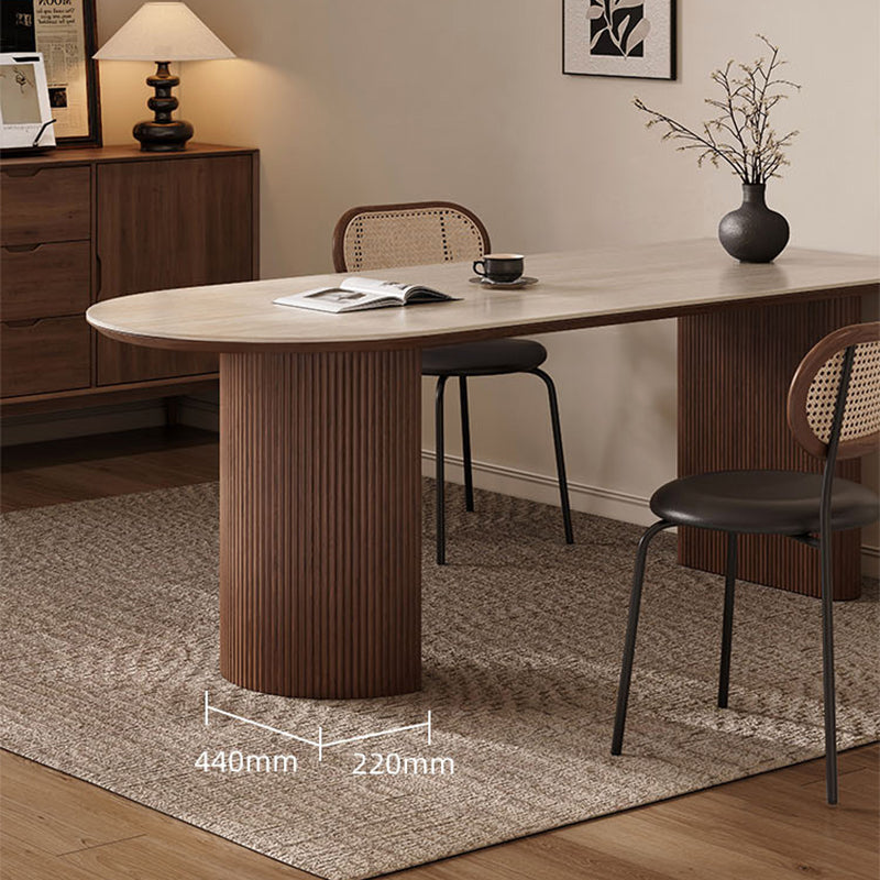 Casaconer | セラミックダイニングテーブル・半円・楕円形・無垢材脚・2人/4人/6人/8人/10人掛け・おしゃれ・高さ75cm