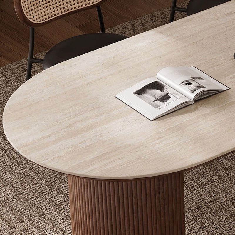 Casaconer | セラミックダイニングテーブル・半円・楕円形・無垢材脚・2人/4人/6人/8人/10人掛け・おしゃれ・高さ75cm