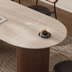 Casaconer | セラミックダイニングテーブル・半円・楕円形・無垢材脚・2人/4人/6人/8人/10人掛け・おしゃれ・高さ75cm