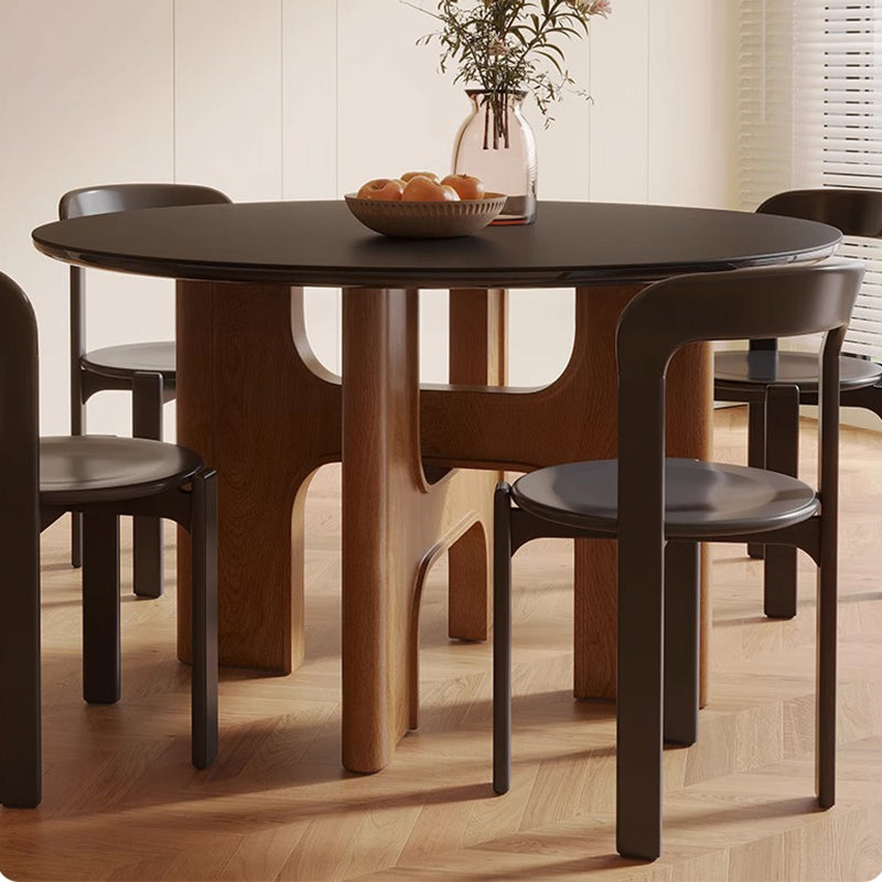 Casaconer | セラミックダイニングテーブル・無垢材脚・丸食卓・おしゃれ・2人/4人/6人/8人/10人掛け・高さ75cm