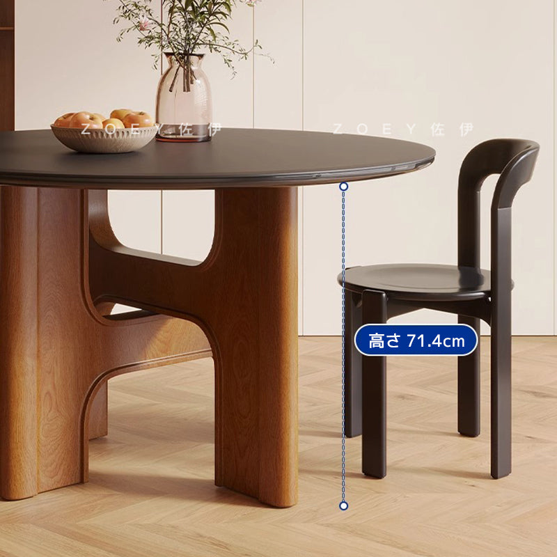 Casaconer | セラミックダイニングテーブル・無垢材脚・丸食卓・おしゃれ・2人/4人/6人/8人/10人掛け・高さ75cm