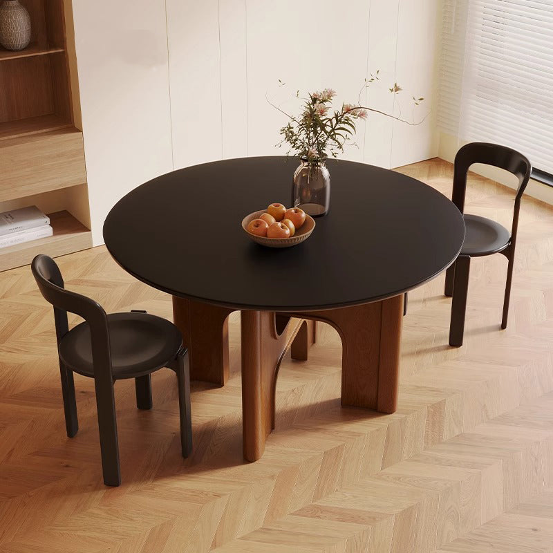 Casaconer | セラミックダイニングテーブル・無垢材脚・丸食卓・おしゃれ・2人/4人/6人/8人/10人掛け・高さ75cm