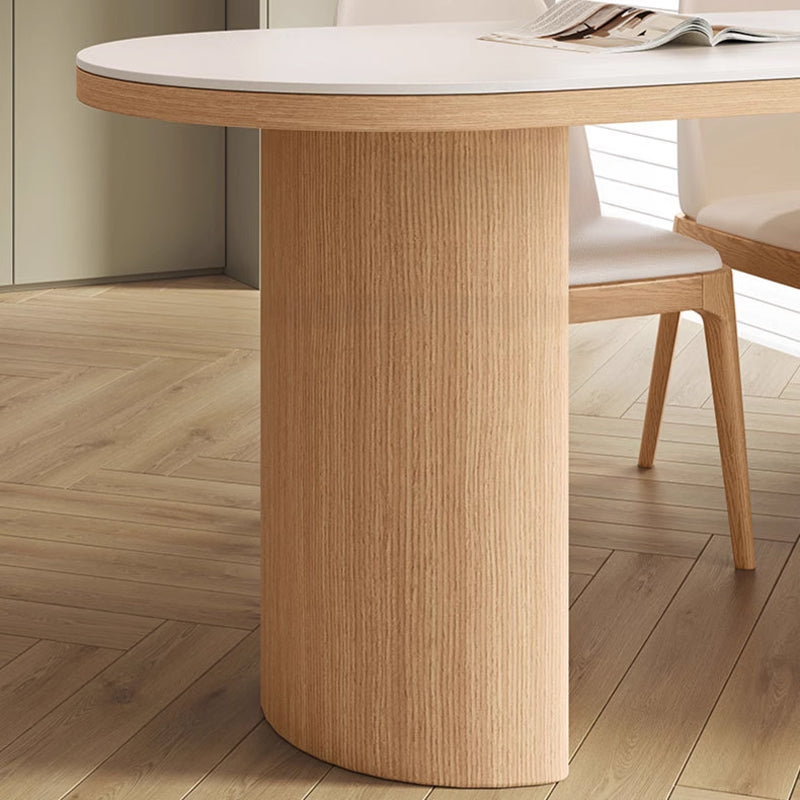 Casaconer | セラミックダイニングテーブル・無垢材脚・半円・白の天板・食卓・2人/4人/6人/8人掛け・おしゃれ・高さ75cm