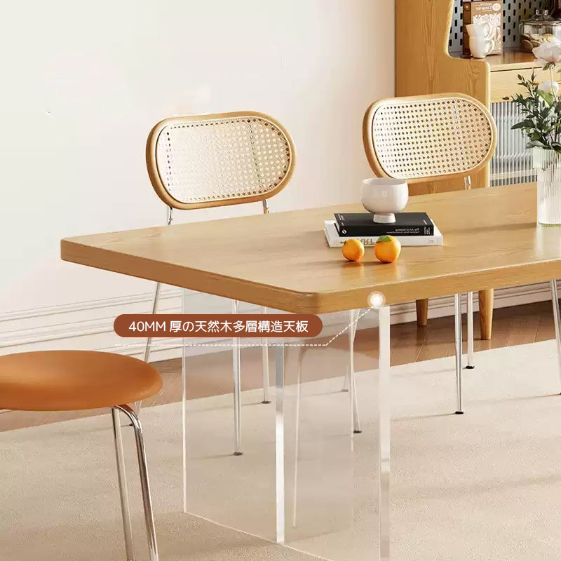 Casaconer | 無垢材ダイニングテーブル・透明アクリル脚・2人/4人/6人/8人人掛け・おしゃれ