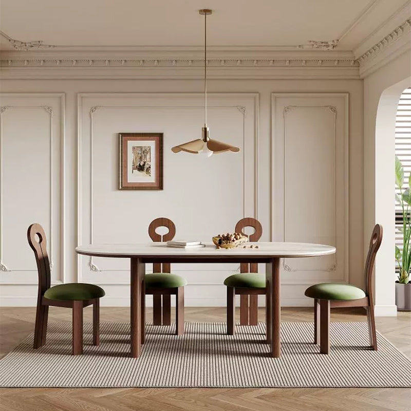 Casaconer | セラミックダイニングテーブル・白の天板・半円・無垢材脚・2人/4人/6人/8人掛け・おしゃれ・高さ75cm