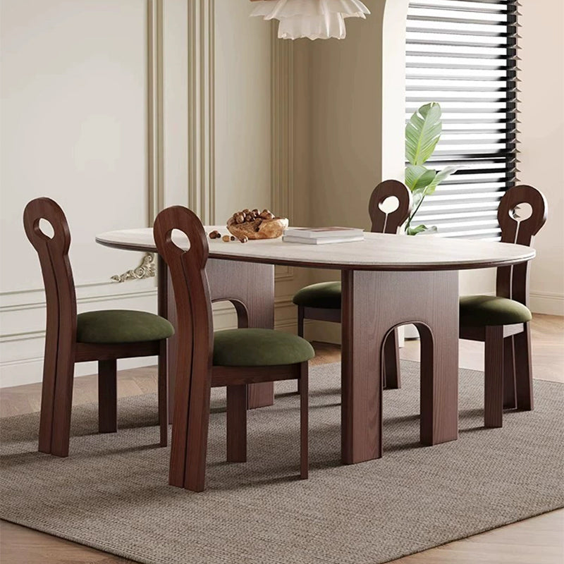 Casaconer | セラミックダイニングテーブル・白の天板・半円・無垢材脚・2人/4人/6人/8人掛け・おしゃれ・高さ75cm