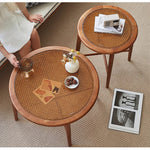 Casaconer | センターテーブル・ガラス・ラタン調・おしゃれ・北欧・モダン・ナチュラル・収納・リビングテーブル・リビング・幅70