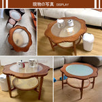 Casaconer | センターテーブル・ガラス・ラタン調・おしゃれ・北欧・モダン・ナチュラル・収納・リビングテーブル・リビング・幅40