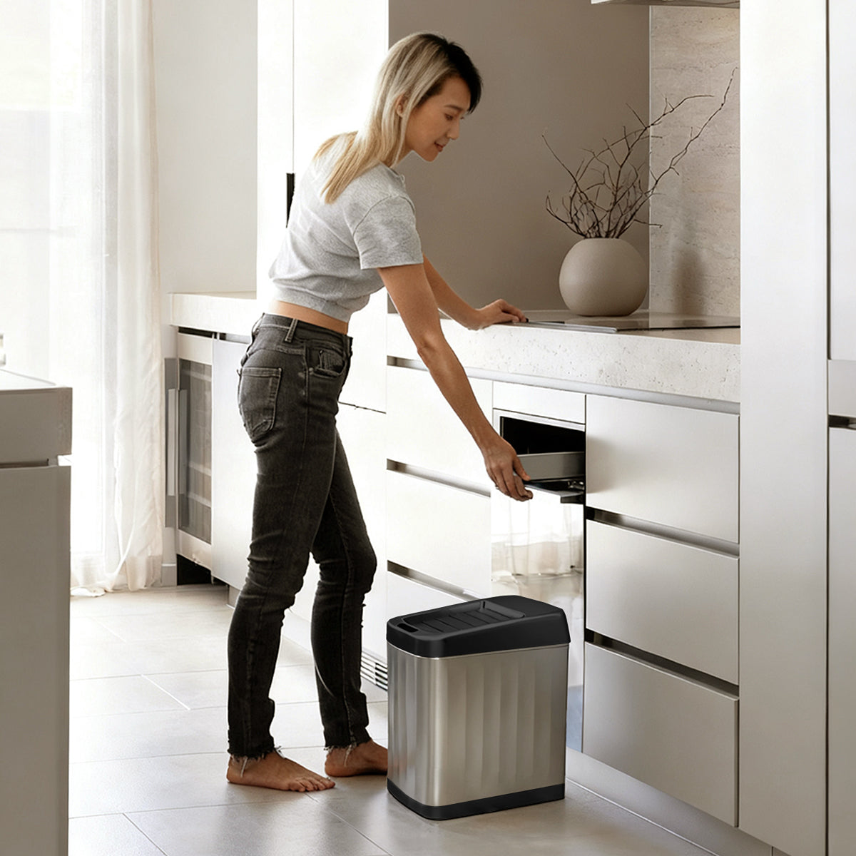 SMARTOWNER | 自動開閉センサー式ゴミ箱 15L スライドシャッター付き 7日内出荷