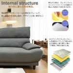 ソファー ソファ・ソファー・布張りソファ・ワイド・広め・ハイバック・幅約190cm・おしゃれ・3人用・3人掛け・おしゃれ・背もたれ分割・グレー・脚付き・ファブリック・北欧・7日内出荷