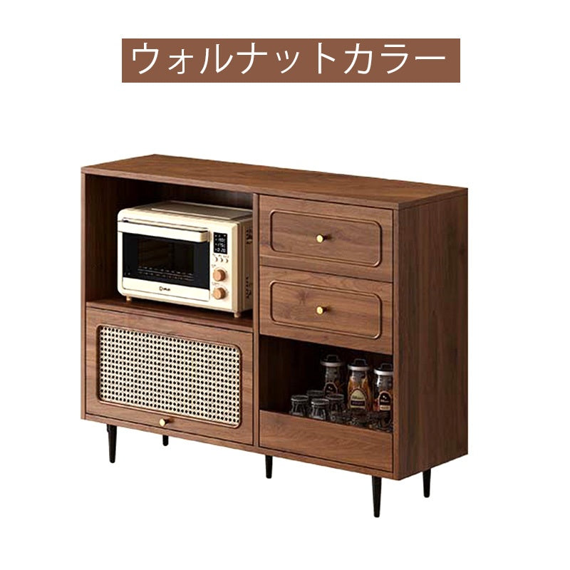 Casaconer | 収納棚・キャビネット・大容量・おしゃれ・扉付き・食器収納・サイドボード・リビングボード・リビング・棚・収納・サイドチェスト・ブラック/ウォルナットカラー・脚付き・おしゃれ・韓国・北欧
