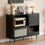 Casaconer | 収納棚・キャビネット・大容量・おしゃれ・扉付き・食器収納・サイドボード・リビングボード・リビング・棚・収納・サイドチェスト・ブラック/ウォルナットカラー・脚付き・おしゃれ・韓国・北欧