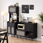 Casaconer | 収納棚・キャビネット・大容量・おしゃれ・扉付き・食器収納・サイドボード・リビングボード・リビング・棚・収納・サイドチェスト・ブラック/ウォルナットカラー・脚付き・おしゃれ・韓国・北欧