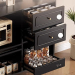 Casaconer | 収納棚・キャビネット・大容量・おしゃれ・扉付き・食器収納・サイドボード・リビングボード・リビング・棚・収納・サイドチェスト・ブラック/ウォルナットカラー・脚付き・おしゃれ・韓国・北欧