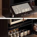 Casaconer | 収納棚・キャビネット・大容量・おしゃれ・扉付き・食器収納・サイドボード・リビングボード・リビング・棚・収納・サイドチェスト・ブラック/ウォルナットカラー・脚付き・おしゃれ・韓国・北欧