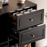 Casaconer | 収納棚・キャビネット・大容量・おしゃれ・扉付き・食器収納・サイドボード・リビングボード・リビング・棚・収納・サイドチェスト・ブラック/ウォルナットカラー・脚付き・おしゃれ・韓国・北欧