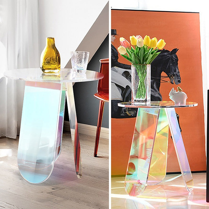 アクリル サイドテーブル 丸テーブル カラフル クリア 円卓 コンパクト テーブル ソファ横 リビング バルコニー カフェテーブル おしゃれ 幅40cm／60cm