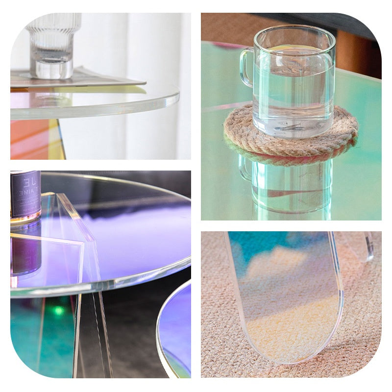 アクリル サイドテーブル 丸テーブル カラフル クリア 円卓 コンパクト テーブル ソファ横 リビング バルコニー カフェテーブル おしゃれ 幅40cm／60cm