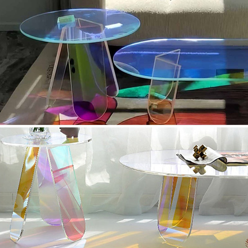 アクリル サイドテーブル 丸テーブル カラフル クリア 円卓 コンパクト テーブル ソファ横 リビング バルコニー カフェテーブル おしゃれ 幅40cm／60cm