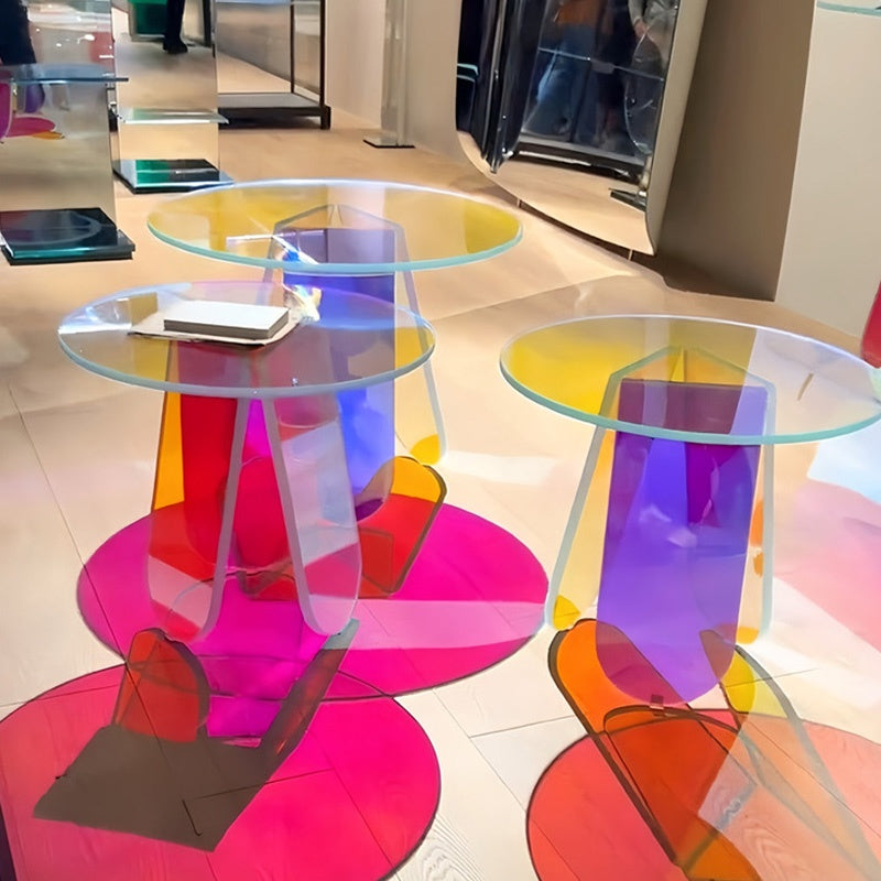 アクリル サイドテーブル 丸テーブル カラフル クリア 円卓 コンパクト テーブル ソファ横 リビング バルコニー カフェテーブル おしゃれ 幅40cm／60cm