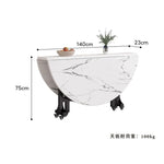 Casaconer | ダイニングテーブル・折りたたみ・丸テーブル・2人・4人・6人・折り畳み・テーブルのみ・ダイニング・幅120/140/160/180・丸・円型・シンプル・4人掛け用・6人掛け用・木製・おしゃれ・ナチュラル・食卓・北欧・大理石柄・カフェ風・丸型・テーブル単品・ホワイト・グレー