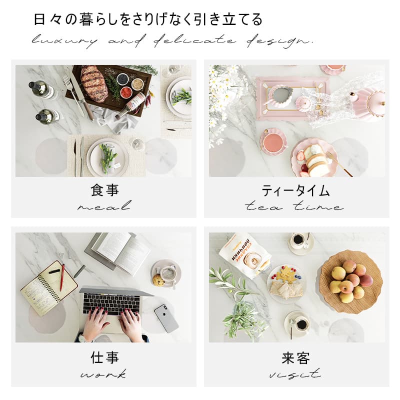Casaconer | ダイニングテーブル・折りたたみ・丸テーブル・2人・4人・6人・折り畳み・テーブルのみ・ダイニング・幅120/140/160/180・丸・円型・シンプル・4人掛け用・6人掛け用・木製・おしゃれ・ナチュラル・食卓・北欧・大理石柄・カフェ風・丸型・テーブル単品・ホワイト・グレー