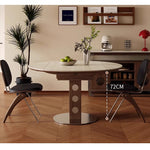 Casaconer | ダイニングテーブル・円形・伸縮式・セラミック天板・幅80-120cm・丸テーブル・食卓テーブル・ラウンド・モダンデザイン・北欧風・4人/6人掛け対応・高さ75cm・おしゃれ・大理石調・コンパクト収納可能